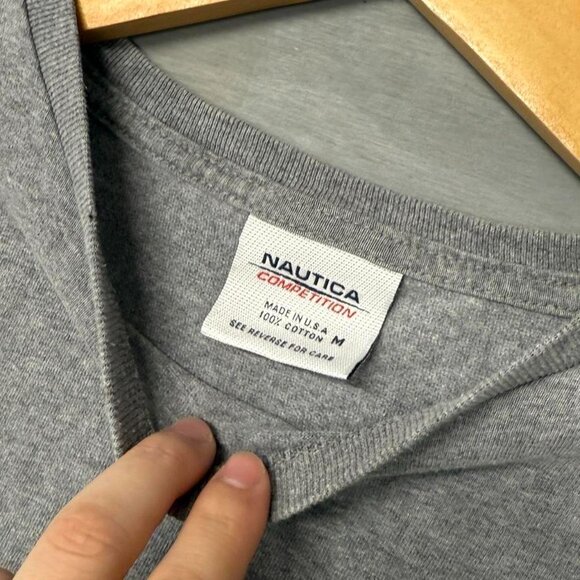 Vintage Nautica Competition Short Sleeve Grey Made in USA Tee Shirt Medium - Picture 5 of 7